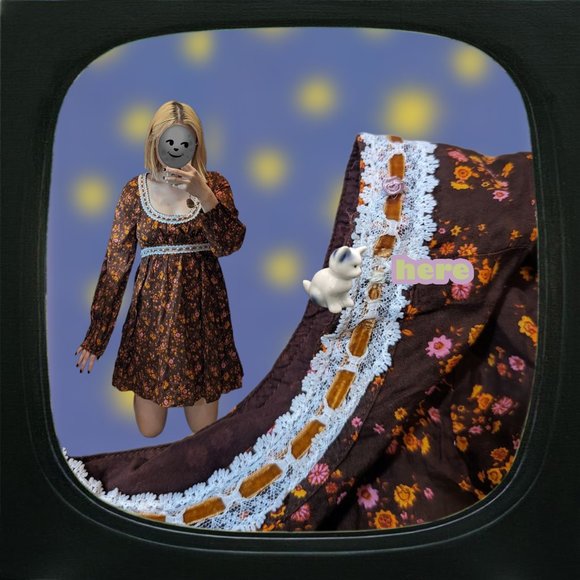 NWT Uo baby doll dress with velvet lace ribbon and pink rosette - Picture 2 of 3